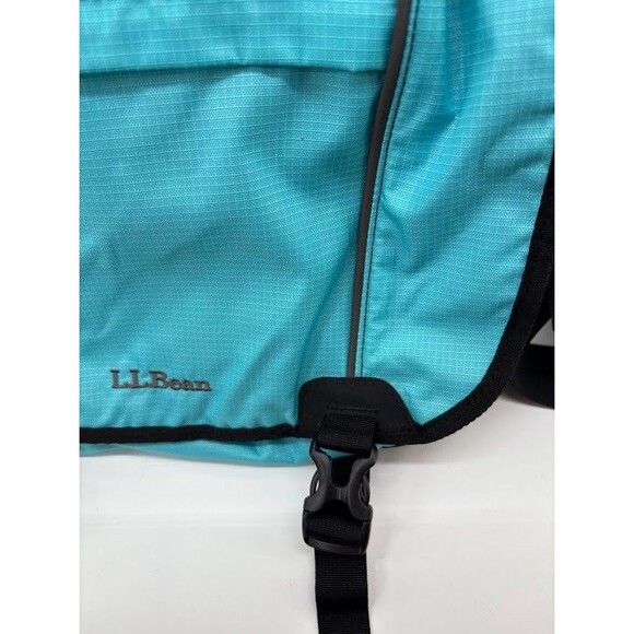 LL Bean Messenger Laptop Commuter Shoulder Bag Turquoise Padded Organizer - Picture 2 of 12